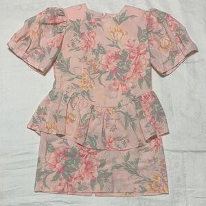 Pink Floral Peplum Dress